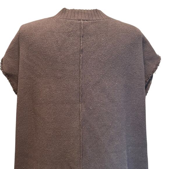 Free People Oakleigh Vest Womens Sz Large Charcoal Gray V Neck Raw Hem Oversize - Picture 13 of 16